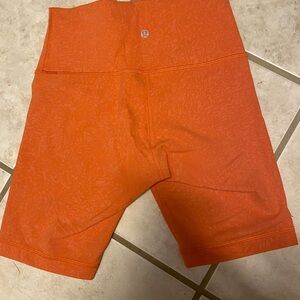 Lululemon Athletica Orange Bike Shorts High-Waisted Performance